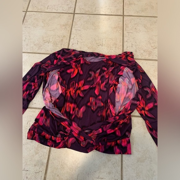 Addition Elle 3X Purple & Pink Abstract Print Long Sleeve Top - Picture 3 of 7